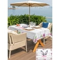 thumbnail image 4 of Spring Easter Outdoor Tablecloth - 52x70 Inch Rectangle Dining Table Cover, Watercolor Flowers Rabbits Ears Bow Wooden Gray Waterproof Outdoor Table Cloth with Umbrella Hole & Zipper for Picnic/Patio, 4 of 7