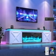 thumbnail image 5 of ANPOO 82.7" Fireplace TV Stand for TVs up to 95" with 40" Electric Fireplace, Large Farmhouse Entertainment Center with LED Light & Power Outlets and Sliding Barn Doors for Living Room, Bedroom, 5 of 9
