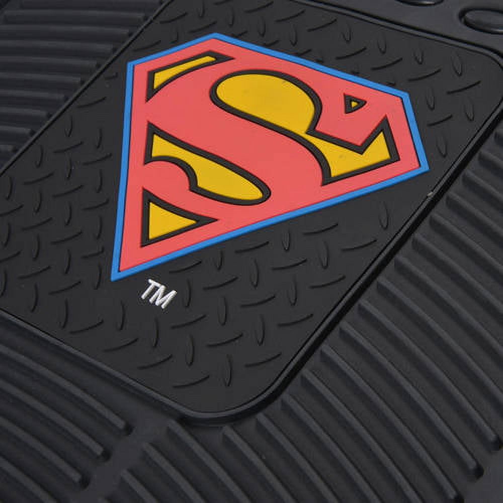 Superman Car Seat Covers with Rubber Floor Mats - Trimmable Floor Liners with Durable Seat Protectors