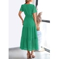 thumbnail image 2 of Vestido largo PRETTYGARDEN 2025, verano, cuello en V, ojales, verde, 2 of 8
