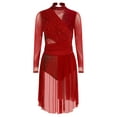 thumbnail image 3 of vastwit Women's Lyrical Dance Dress Long Sleeve Backless Skirted Leotard Ballet Modern Contemporary Dancewear Burgundy L, 3 of 7