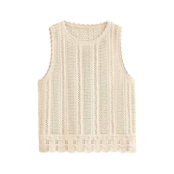 Shine Up Knit Tank Tops for Women Beach Vacation Clothes Summer Casual Crochet Tops Vest