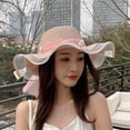 thumbnail image 5 of Sombrero de 56-58cm de circunferencia, sombrero de sol ondulado de malla para mujer, cinta de perlas para exteriores, sombrero de playa, sombrero para el sol con protección solar, 5 of 5
