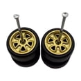 thumbnail image 1 of HILABEE 2 Pcs 1/64 Roues et Pneus de Voiture RC Remplace Directement Accessoires de Durabilité Or, 1 of 9