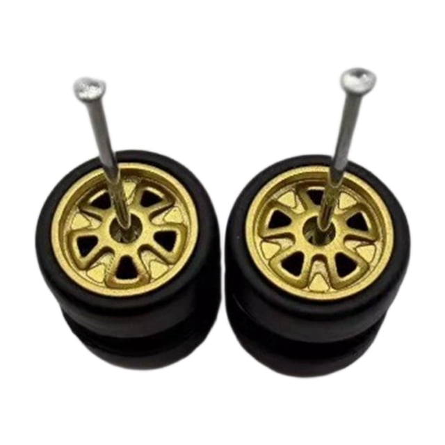 HILABEE 2 Pcs 1/64 Roues et Pneus de Voiture RC Remplace Directement Accessoires de Durabilité Or