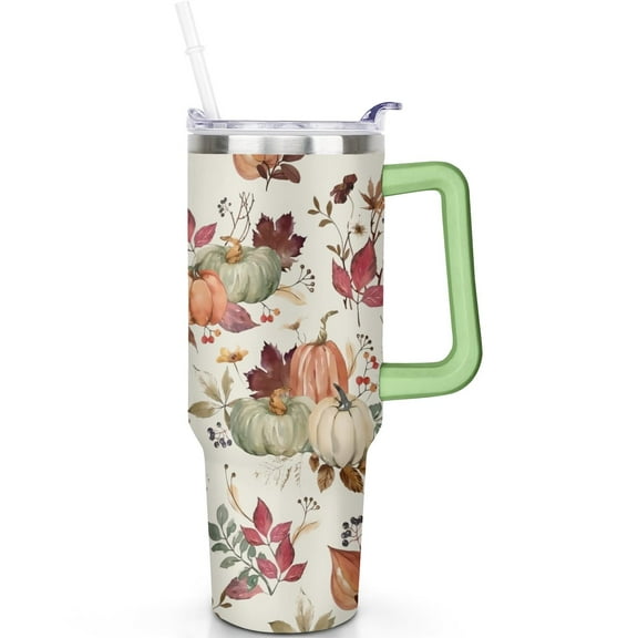 40 oz Fall Tumbler Handle Flip Straw Lid Travel 40oz Fall Tumblers Lids Straws Leak Proof Vacuum Insulated Stainless Steel Cup Mug Gifts for Men Women Travel Accessories Must Have