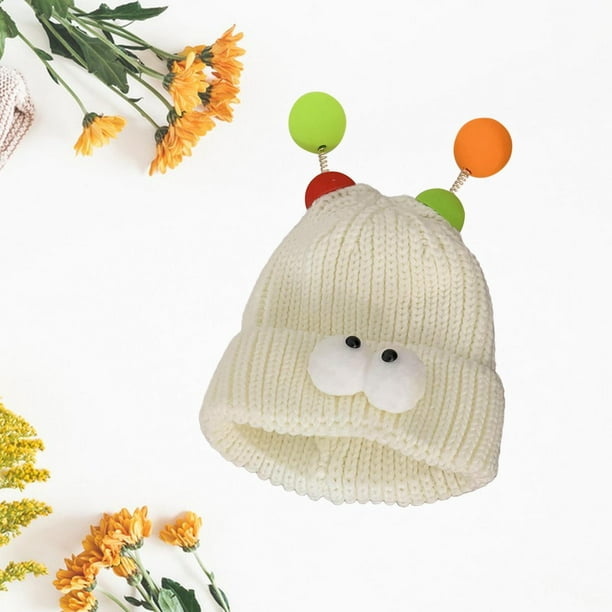 Tachiuwa Funny Little Monster Knit Hat Creative Knitted Hat for Street  Cosplay Travel Beige White