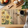 thumbnail image 2 of Sunflower Placemats Set of 12, Farmhouse Floral Bee Brown Vintage Wood Grain Placemats for Dining Table, Place Mats for Kitchen Tabletop, Waterproof Wipeable Dining Table Mats Set, 2 of 9