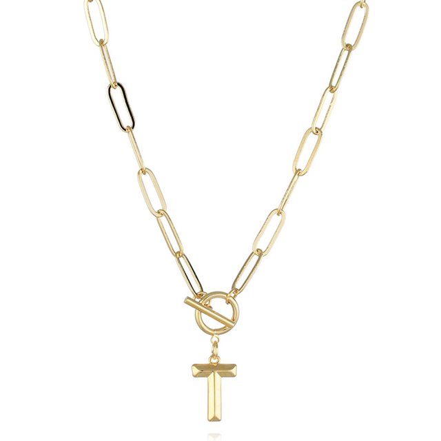 OUTAD Capital Letter Initial Necklace Hip-Hop Gold Alphabet Pendant Necklaces Chain