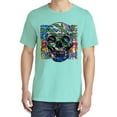 thumbnail image 2 of Wild Bobby, Colorful Abstract Skull Face, Animal Lover, Garment-Dyed Washed Look Short Sleeve T-Shirt, Mint, Small, 2 of 3