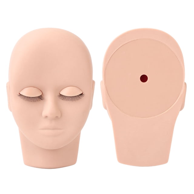 Double Layer Eyelash Extension Training Head, Voluminous Lashes Rubber Reusable Display Usage for Makeup Face Washing Massage