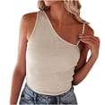 thumbnail image 1 of Camiseta Sin Mangas Para Mujer, Camisetas Sin Mangas, Un Hombro, Color Sólido, Escote Asimétrico, Camisolas, Camisetas Odeerbi ODB160194, 1 of 9