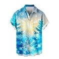 thumbnail image 5 of SERTG Men's Christmas Print Short Sleeve Shirt Lapel Collar Button Front Resort Casual Hawaiian Shirt Men Christmas Gifts Tops(Sky Blue,L), 5 of 6