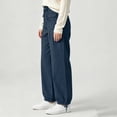 thumbnail image 6 of Miqool Cargo Jean Joggers for Women High Waisted Drawstring Elastic Waist Stretch Denim Pants with Pockets, 6 of 6