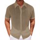 thumbnail image 1 of Camisa Elvqul Hombre de Color Sólido Manga Corta Playa Solapa Algodón Caqui, 1 of 4