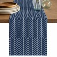 thumbnail image 2 of Abstract Blue White Chevron Texture Table Runner 36 Inches Long,Kitchen Dining Tablerunners Geometric Herringbone Linen Table Runners Dresser Scarves for Home Dinner Wedding Holiday Party Decor, 2 of 9