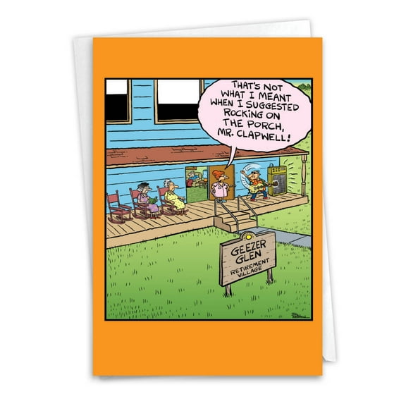 NobleWorks Funny Retirement Paper Card with 5 x 7 Inch Envelope (1 Card) Co-Worker, Good Luck Geezer Glen C2394RTG