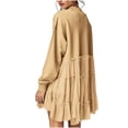 thumbnail image 4 of FEIFLY Women Oversized Pullover Sweatshirt Dress Long Sleeve O-Neck Patchwork Ruffle Loose Sweatshirts Solid Color Classic Winter Autumn Tops, 4 of 8