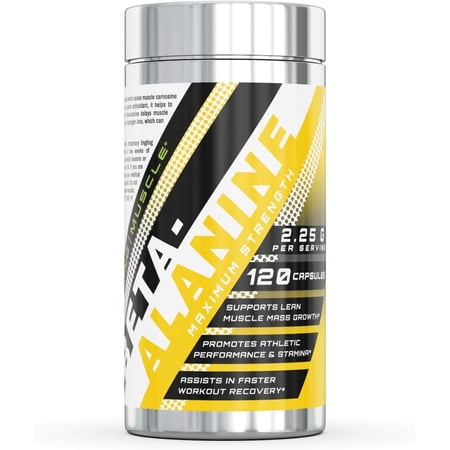 Amazing Muscle Beta Alanine Amino Acid 2250mg Per Serving 120 Capsules Supplement | Ideal Pre & Post Workout Supplement | Unflavored | Non-GMO | Gluten Free