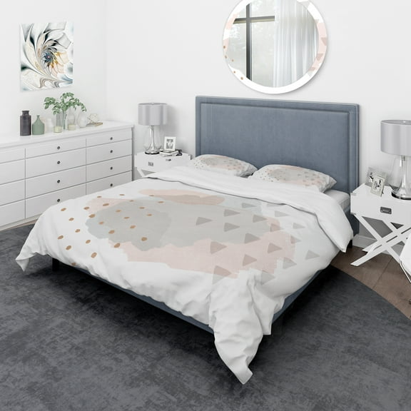 Designart 'Watercolor Minimal Blush IV' Geometric Duvet Cover Set