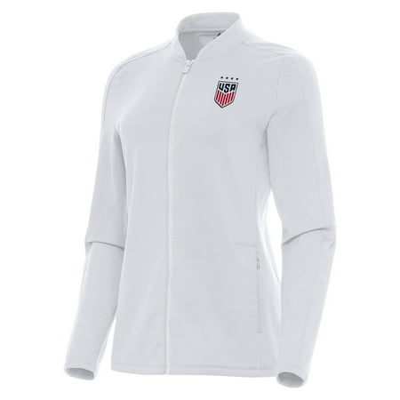 Women's Antigua White USWNT Continual Full-Zip Jacket
