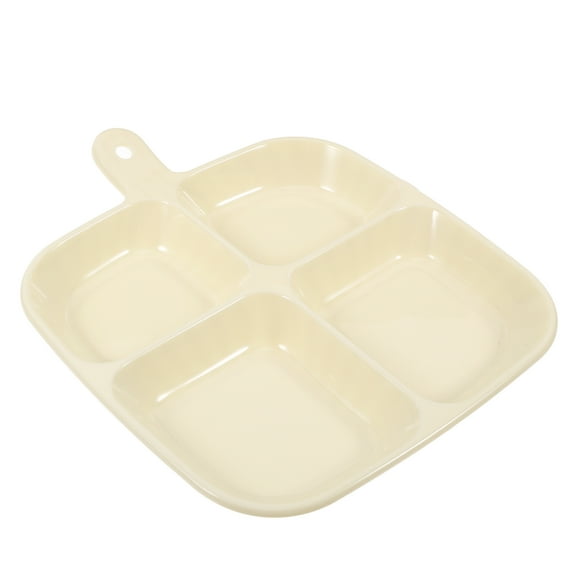 Raindrops Divided Plate for Meal Prep with Unique Separation Design Compact Size 9.5 x 6.8 Inches Beige Plastic