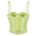 thumbnail image 4 of Conairie Women's Bustier Corset Top Lace Boned Solid Color Spaghetti Strap Fitted Mesh Bonded Party Going Out Cami Tops Yellow M, 4 of 7