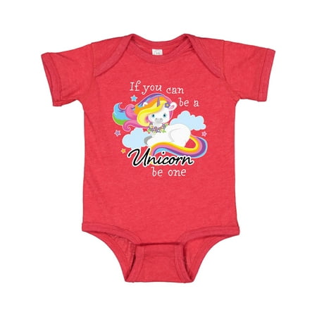 

Inktastic If you can be a Unicorn be One with Rainbow Unicorn in Cloud Gift Baby Boy or Baby Girl Bodysuit