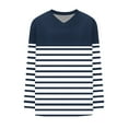 thumbnail image 5 of Ltctricy T Shirts for Women Trendy Lantern Long Sleeve V Neck Striped T Shirts Soft Casual Tees Loose Tunic Blouses(Navy,X-Large), 5 of 5