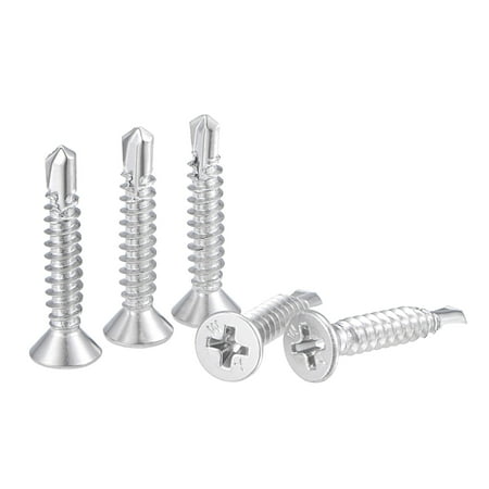 

Uxcell #8 x 53/64 410 Stainless Steel Full Thread Phillips Head Self Drilling Screws 100 Pack