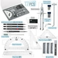 thumbnail image 2 of Mr. Pen- Professional Geometry Set, 17 pcs, Silver Geometry Kit for Artists, Metal Rulers and Compasses, Mechanical Pencil Set, 2 of 6
