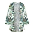 thumbnail image 5 of BangWanChi Beach Cover ups for Women 2024 Women's Summer Floral Print Puff Sleeve Cardigan Loose Cover Up Casual Blouse Summer Trendy Tops, 5 of 5