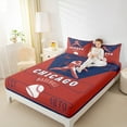 thumbnail image 4 of jejeloiu Boys Baseball Game Queen Sheet Sets,Chicago City Flat Sheet,Red Blue White Queen Fitted Sheet For Teens Boy,Microfiber Bedroom Decor,4pcs, 4 of 7