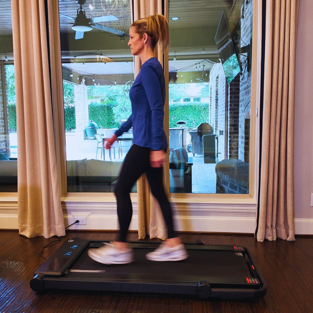 Lifesmart TM2202 Denise Austin 3-in-1 Portable Walking Pad Treadmill | Foldable Portable Walk Pad with Desk Tabletop, 2.5HP Quiet & Compact Treadmill for Home/Office (Powdered Blue)