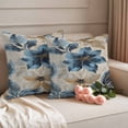 thumbnail image 2 of Blue Brown Botanical Outdoor Waterproof Pillow Covers, Elegant Summer Flowers Vintage Decorative Square Throw Pillowcase Sofa Cushion Sham for Patio/Couch/Chair, 24"x24" 2 Pack, 2 of 8