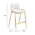 thumbnail image 6 of Desi Counter Stool White & Gold Counter Stool, Modern Style, Plush and durable faux leather fabric, Plywood, Indoor Bar, 6 of 11
