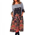 thumbnail image 1 of Robe Longue à Manches Longues Imprimée Mode pour Femmes avec Poches (Gris, m), 1 of 4