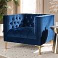 thumbnail image 2 of Baxton Studio Chaise Longue Touffetée en Velours Bleu Marine et Or, 2 of 8