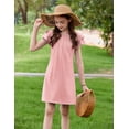 thumbnail image 3 of Oudiya Girls Dresses for Summer Flutter Sleeve Pleated Front A Line Boho Beach Tween Casual Party Pink Dresses, 6-14Y, 3 of 6
