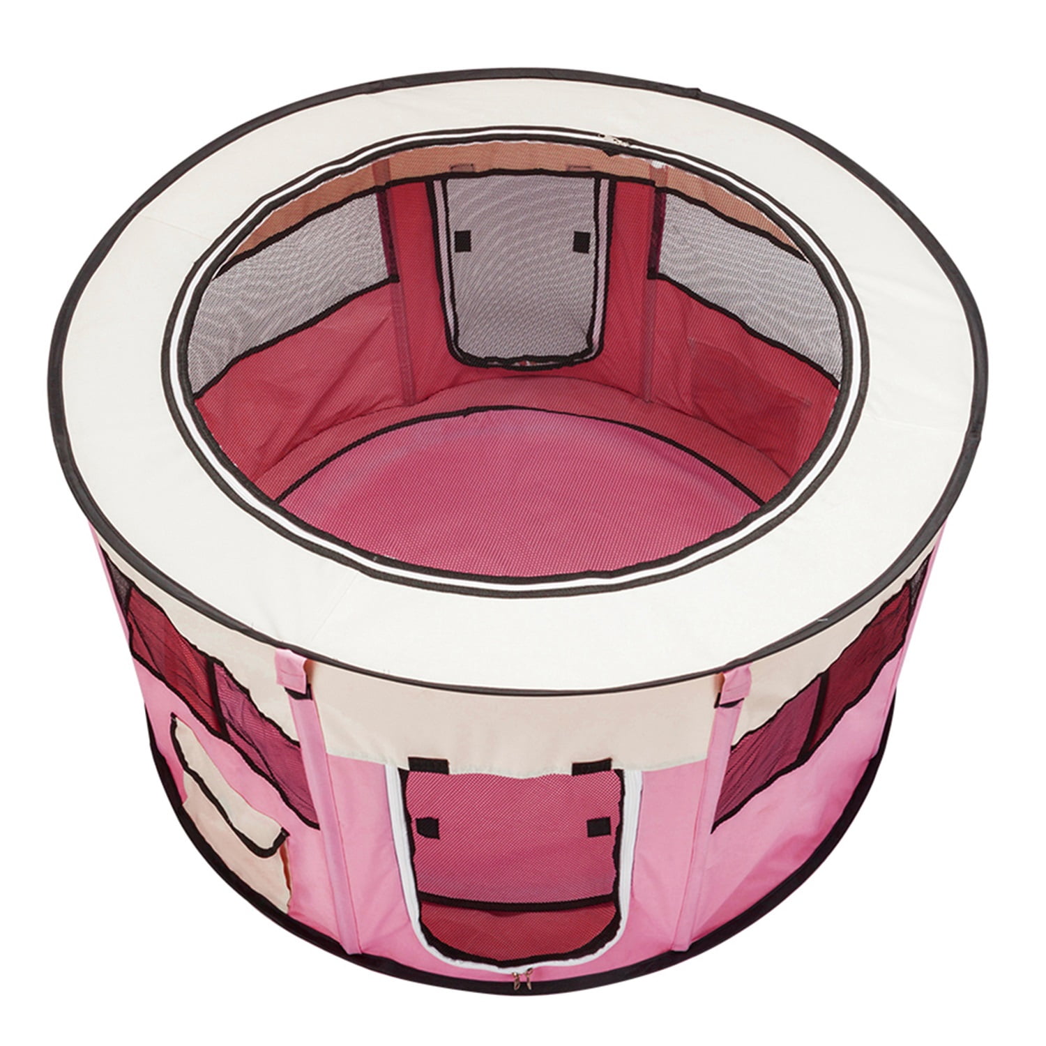 Pefilos 40" Pet Playpen for Pmall Animals Circular Portable Foldable Pet Playpen for Small Dogs 600D Oxford Cloth & Mesh Pet Playpen for Cats Fence with Eight Panels, Pink Pefilos 40" Pet Playpen for Pmall Animals Circular Portable Foldable Pet Playpen for Small Dogs 600D Oxford Cloth & Mesh Pet Playpen for Cats Fence with Eight Panels, Pink