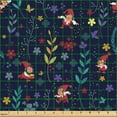 thumbnail image 2 of Ambesonne Fantasy Vibes Fabric by the Yard Upholstery, Dreamy Xmas Gnomes, 1 Yard, Dark Indigo Multicolor, 2 of 5