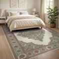 thumbnail image 3 of ODIKA 8'x10' Washable Area Rug Non-Shedding, Easy Care, Vintage Oushak Border Cream Farmhouse Bohemian Medium Boho Large Refined for King Size Bedroom Under Bed, Master Suite, 3 of 7