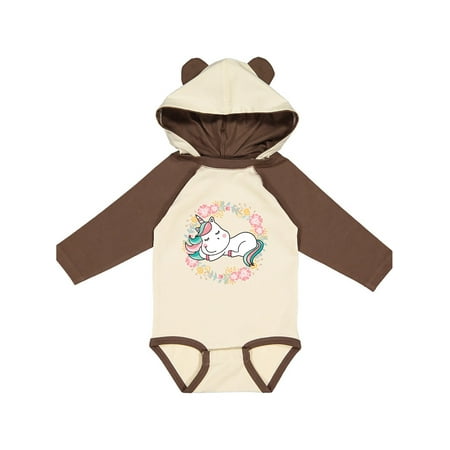 

Inktastic Unicorn Flowered Wreath Gift Baby Girl Long Sleeve Bodysuit