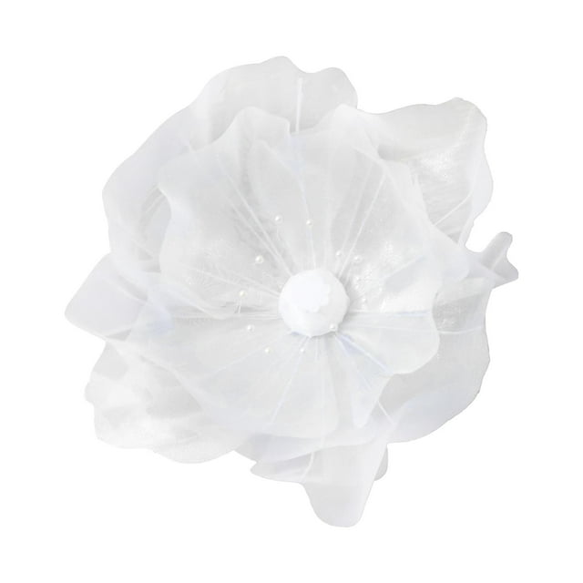 Cabeza de flor artificial de malla de hilo, simulación de flores, decoración de pared, cabeza de flor falsa Blanco