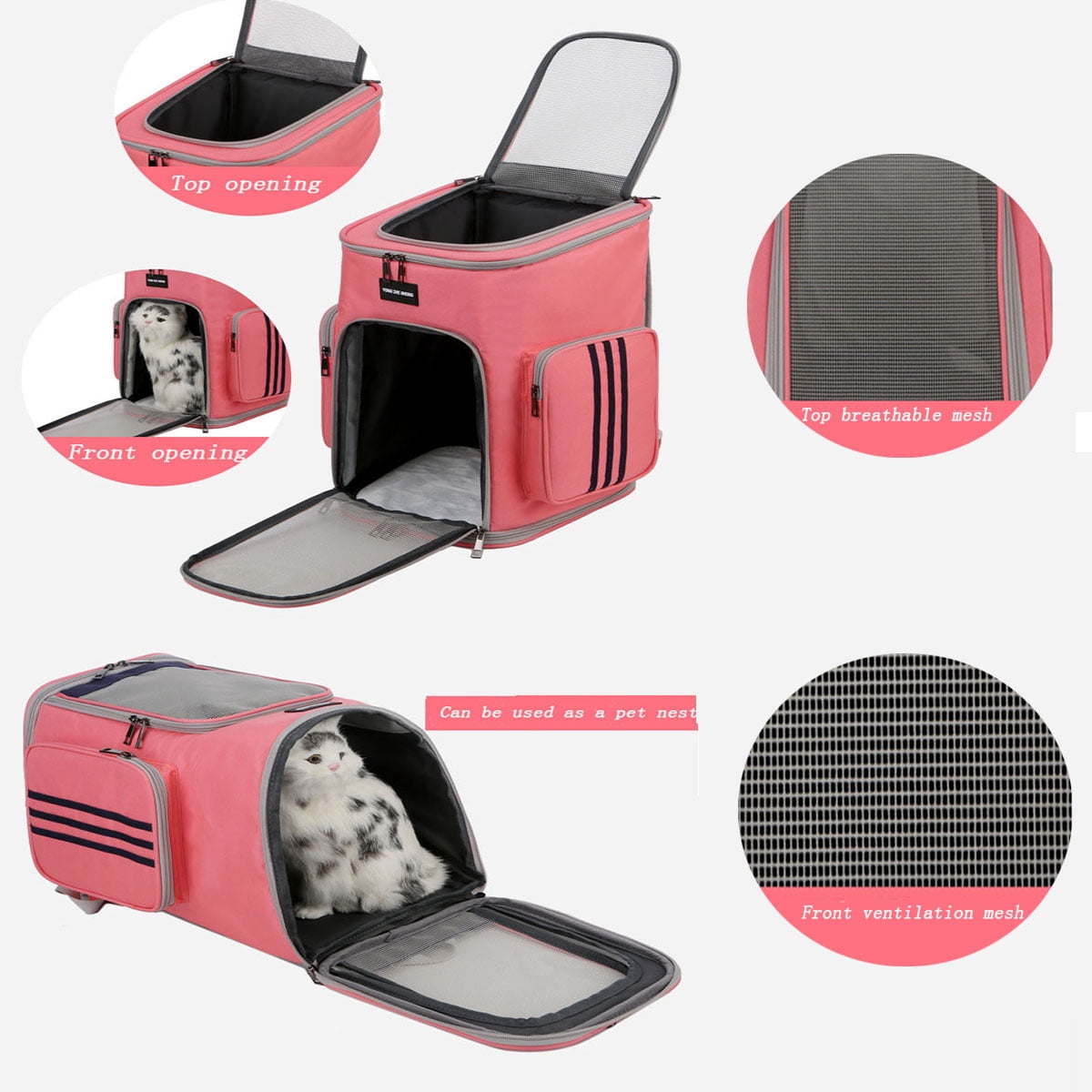 Pet Carrier Backpack Cat Carrier Backpack Dog Carrier Backpack for Small Cats Dogs Wide Use Breathable Strong and Durable Pet Backpack(Pink)