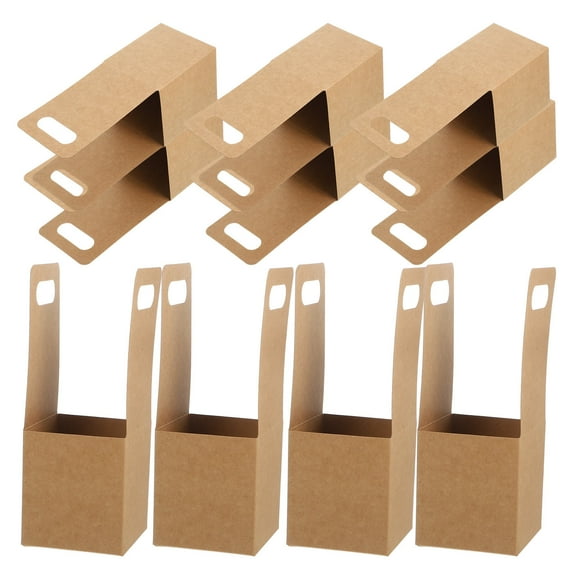 Amosfun 10Pcs Portable Drink Carrier with Handle for Hot and Cold Beverages