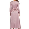 thumbnail image 5 of Oplxuo Satin Wedding Guests Dresses for Women Elegant Tie Front Long Sleeve Semi Formal Party Cocktail Maxi Dress, 5 of 7
