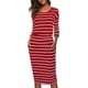 thumbnail image 1 of Vestido de tubo de oficina informal con cuello redondo y manga 3/4 para mujer Ormromra, 1 of 5