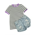 thumbnail image 4 of Langwyqu Summer Short Sleeve Stripe T Shirt Women Casual Round Neck Tops, 4 of 5