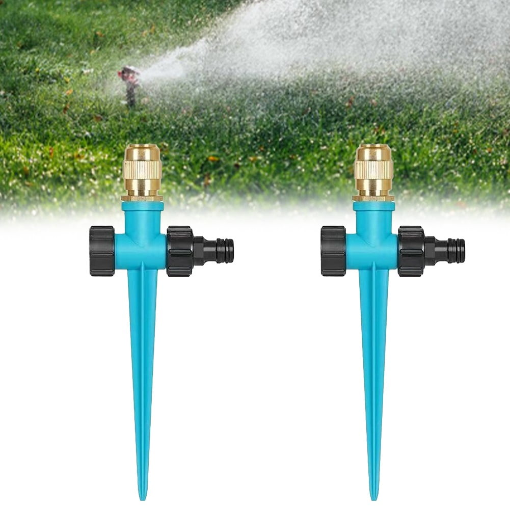 Arkzeo Metal Lawn Sprinkler Set 360° Automatic Garden Irrigation System 1/2 Head Adjustable Nozzle for Yard Patio Watering 2 Pack